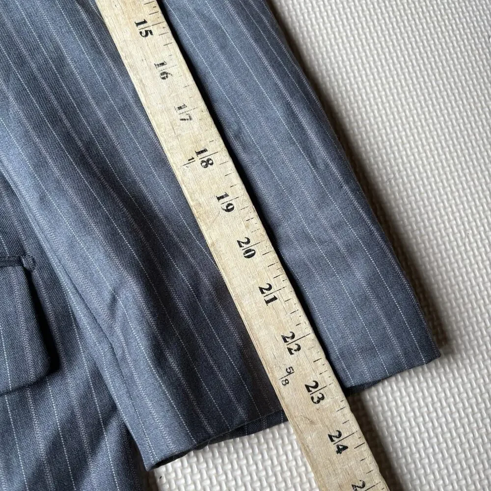 F.R. Tripler Mens Silk Wool Blend PIn Striped Gray Blazer Suit Coat Size 46